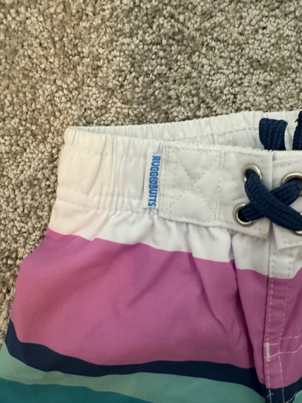 RuggedButts Baby Swim Trunks 6-12M NWT UPF 50+ Stripe Board Shorts - Picture 4 of 7